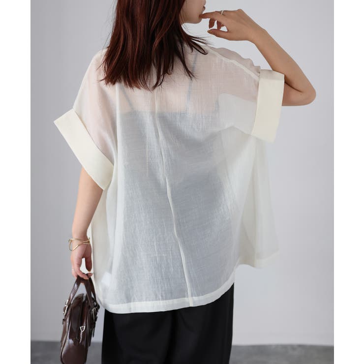 シアー半袖シャツジャケット | Riberry | 詳細画像16 