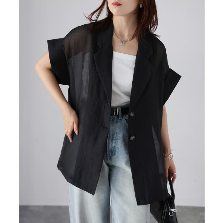 シアー半袖シャツジャケット | Riberry | 詳細画像2 