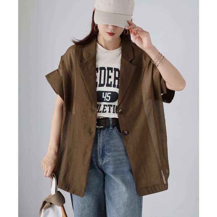 シアー半袖シャツジャケット | Riberry | 詳細画像21 