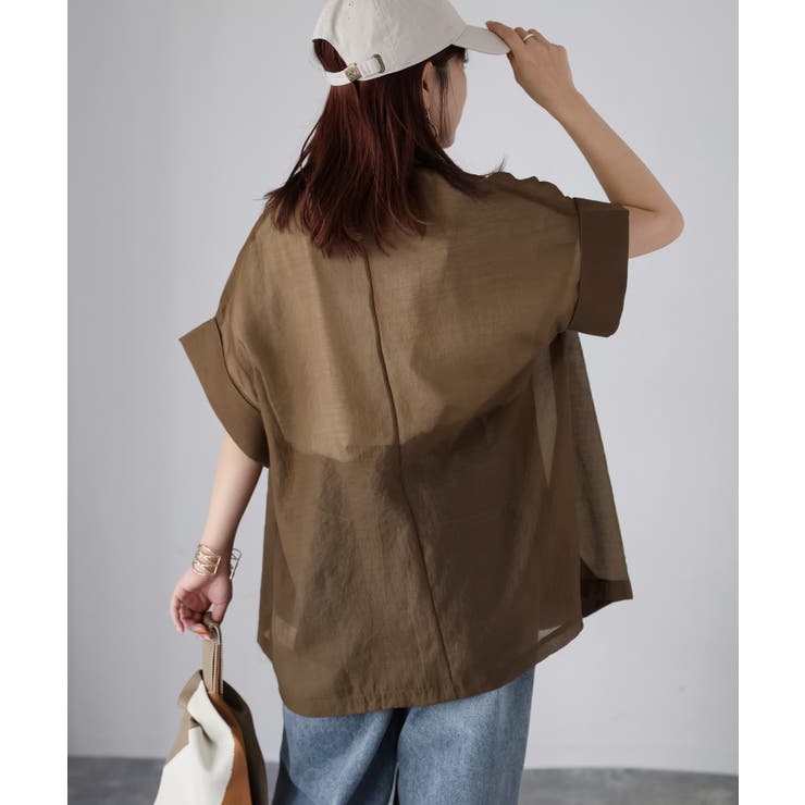 シアー半袖シャツジャケット | Riberry | 詳細画像24 