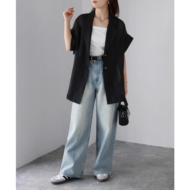 シアー半袖シャツジャケット | Riberry | 詳細画像4 