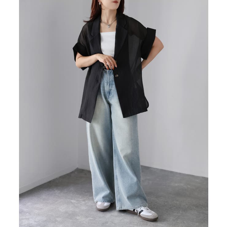 シアー半袖シャツジャケット | Riberry | 詳細画像5 