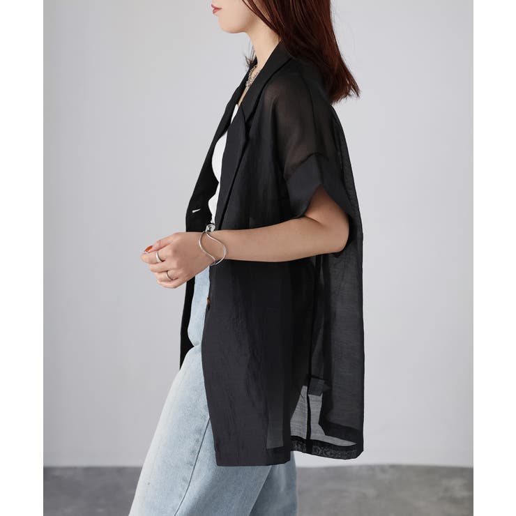 シアー半袖シャツジャケット | Riberry | 詳細画像7 