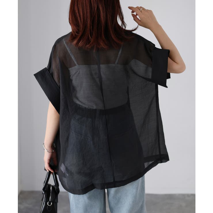 シアー半袖シャツジャケット | Riberry | 詳細画像8 