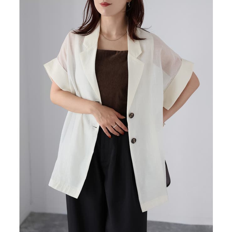 シアー半袖シャツジャケット | Riberry | 詳細画像9 