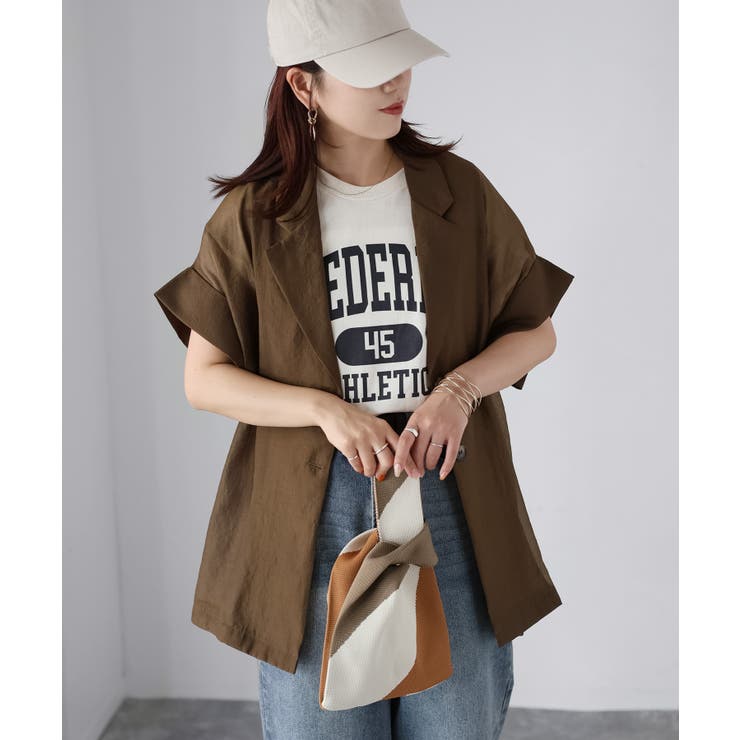 ブラウン | シアー半袖シャツジャケット | Riberry