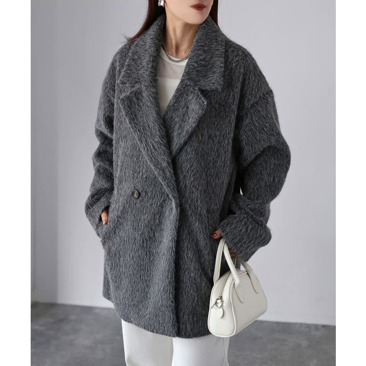 ミドル丈シャギーダブルジャケットコート | Riberry | 詳細画像3 