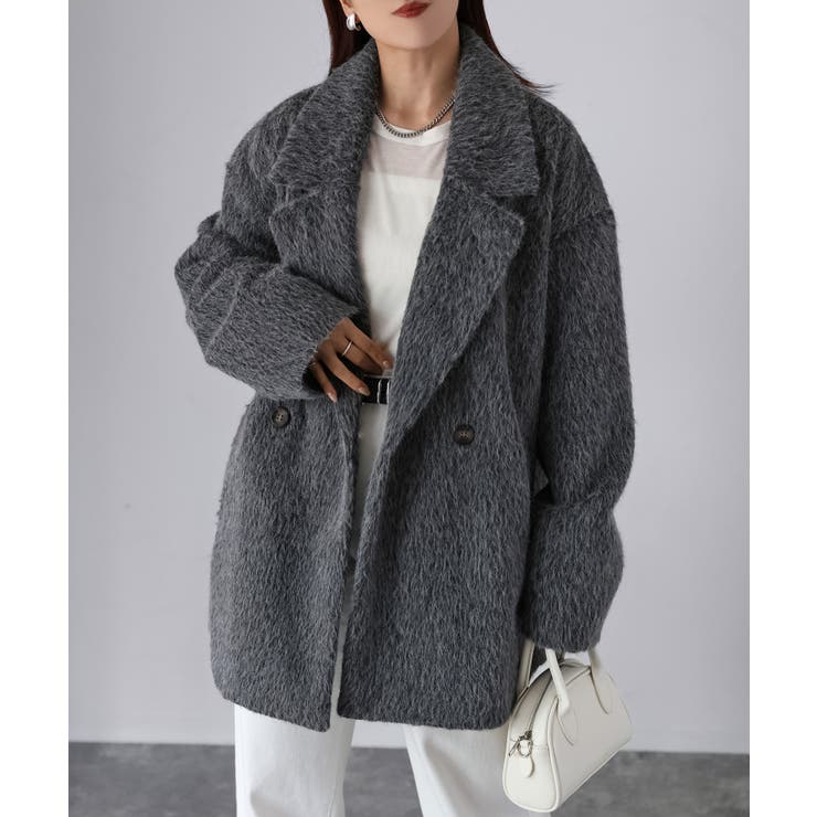 ミドル丈シャギーダブルジャケットコート | Riberry | 詳細画像4 