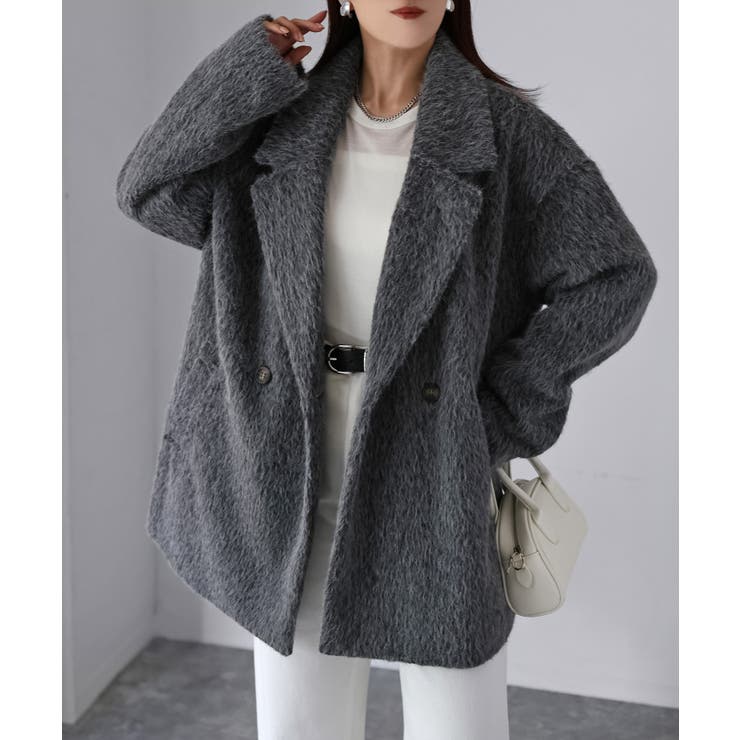 ミドル丈シャギーダブルジャケットコート | Riberry | 詳細画像5 