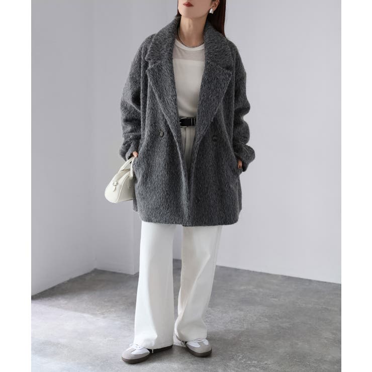 ミドル丈シャギーダブルジャケットコート | Riberry | 詳細画像8 