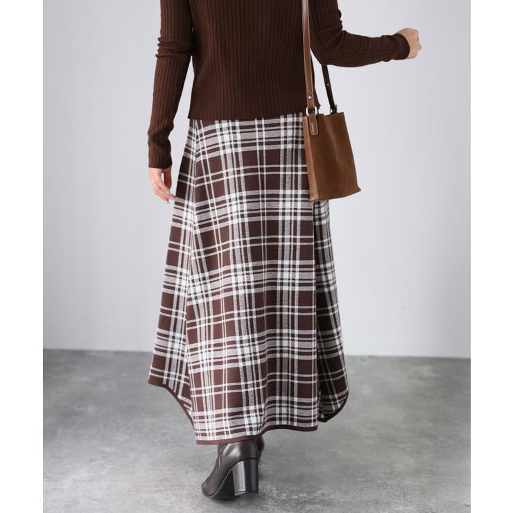 チェック柄ジャガードニットフレアスカート | Riberry | 詳細画像22 