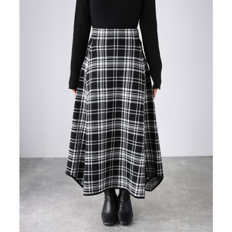 チェック柄ジャガードニットフレアスカート | Riberry | 詳細画像25 