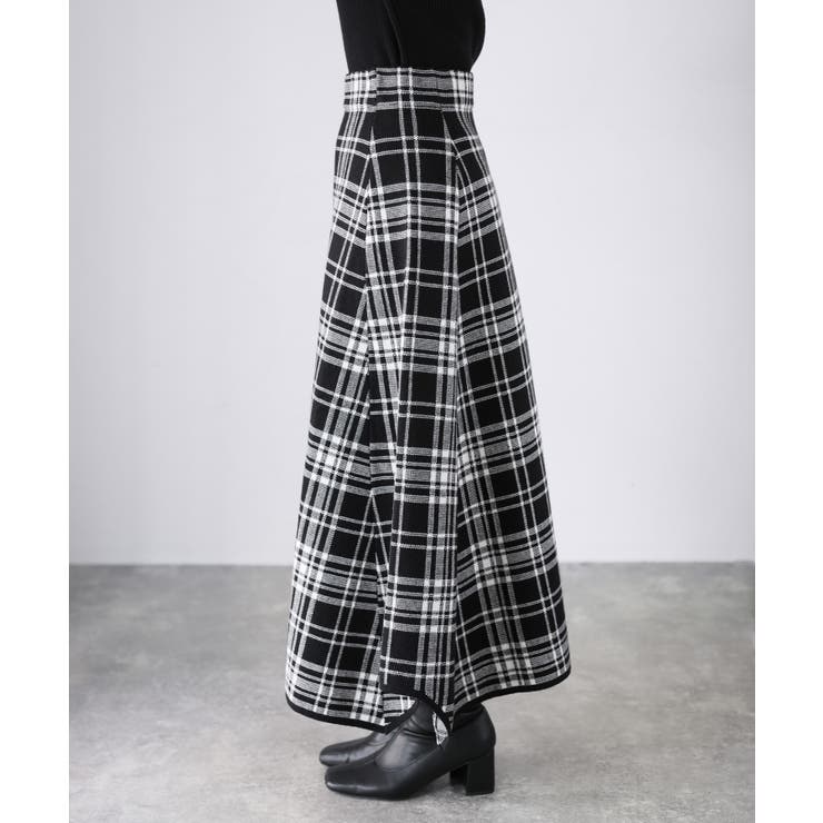 チェック柄ジャガードニットフレアスカート | Riberry | 詳細画像26 