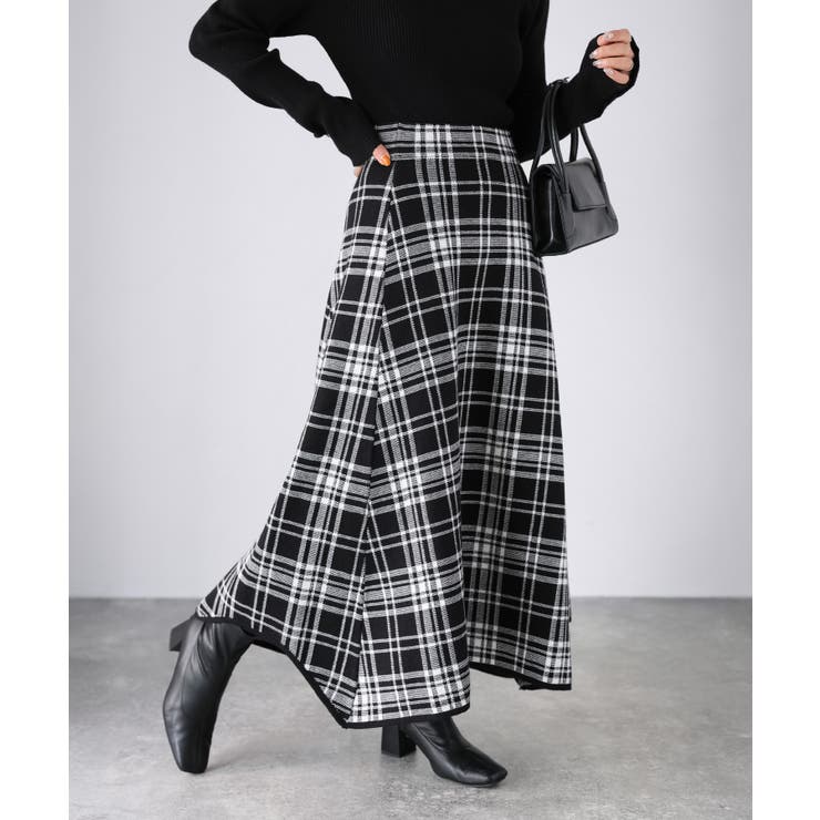 チェック柄ジャガードニットフレアスカート | Riberry | 詳細画像3 