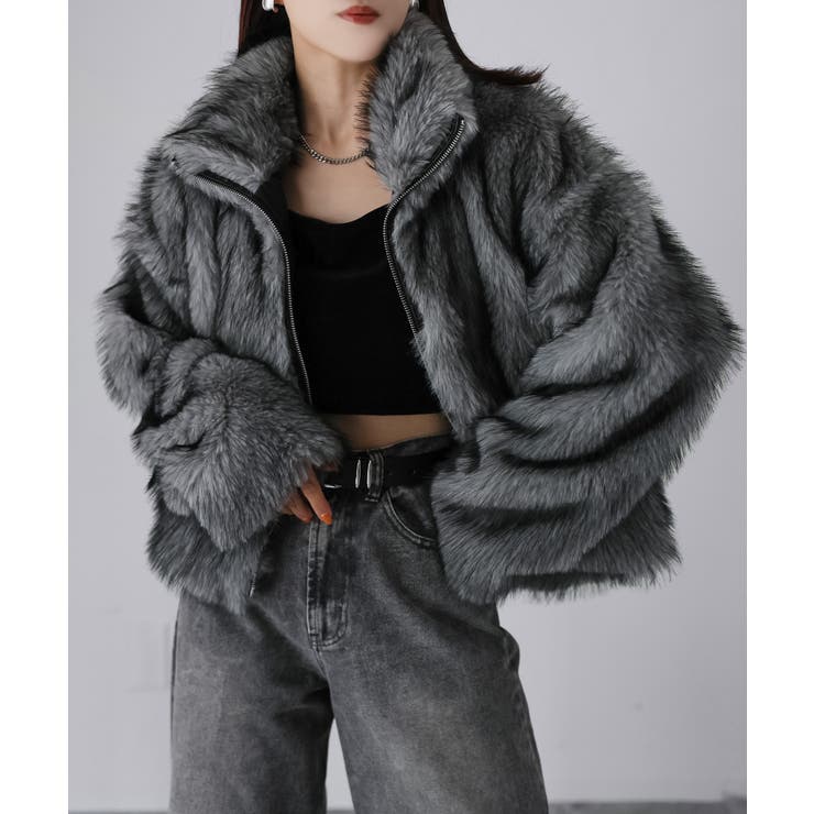 ダブルジップミックスファーコート[品番：RBRW0000059]｜Riberry