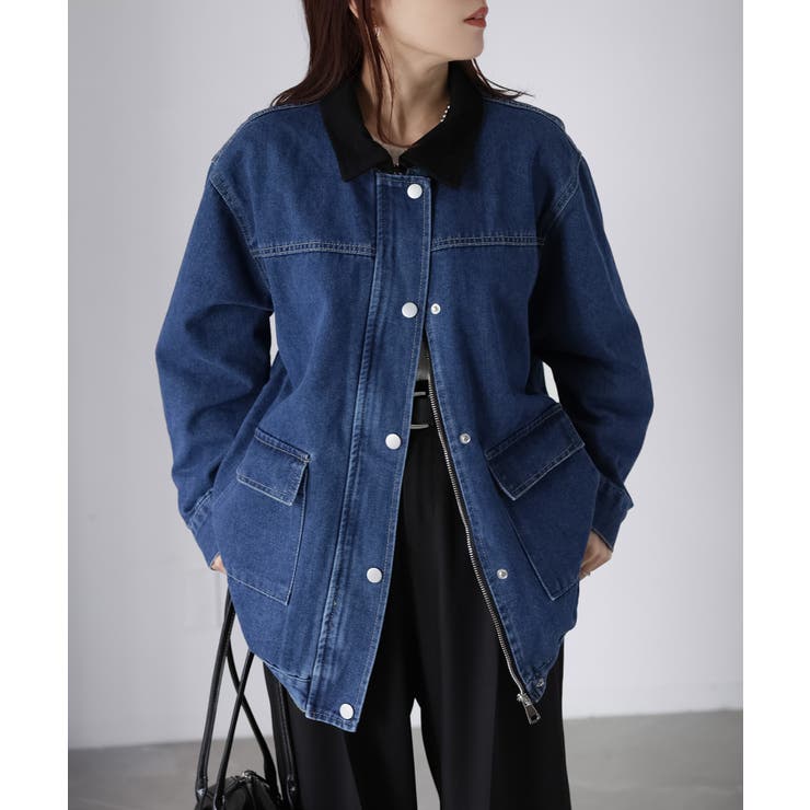 襟配色デニムジャケット | Riberry | 詳細画像10 