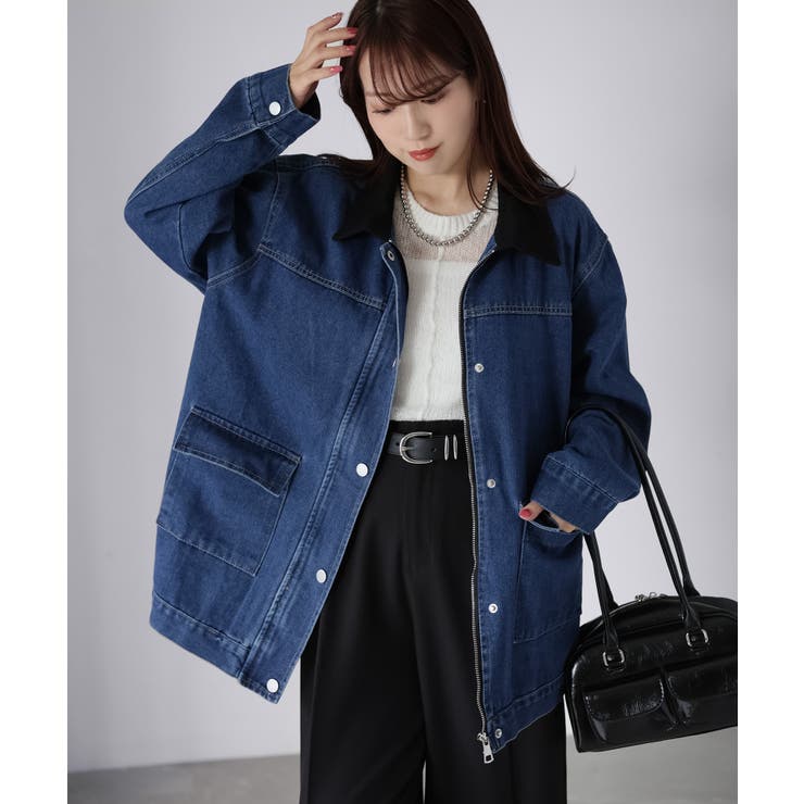 襟配色デニムジャケット | Riberry | 詳細画像11 