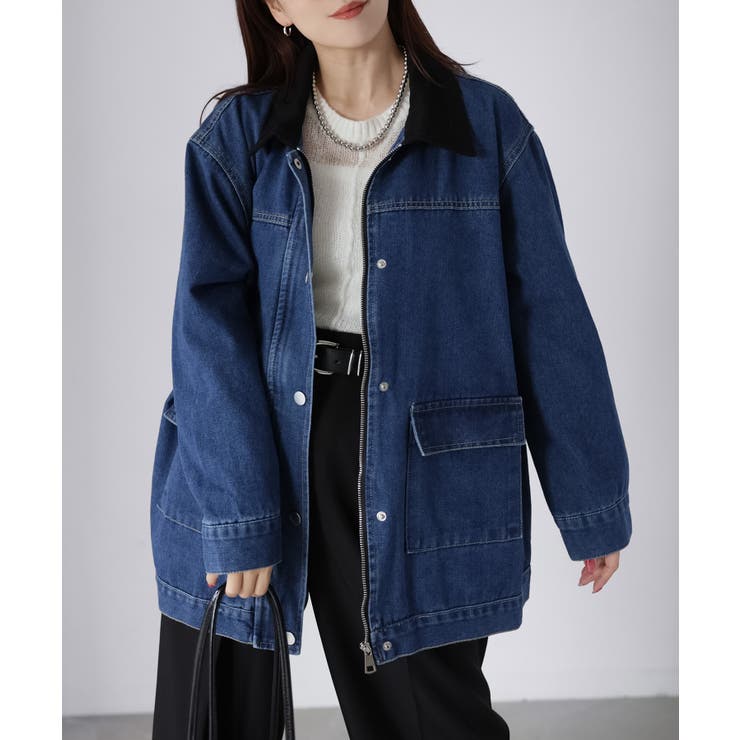 襟配色デニムジャケット | Riberry | 詳細画像15 