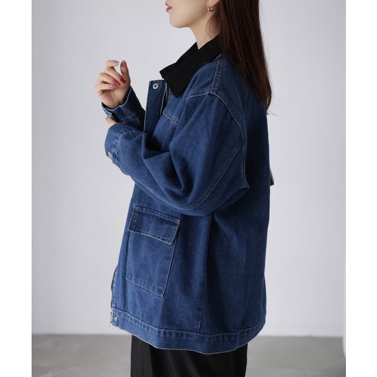 襟配色デニムジャケット | Riberry | 詳細画像16 