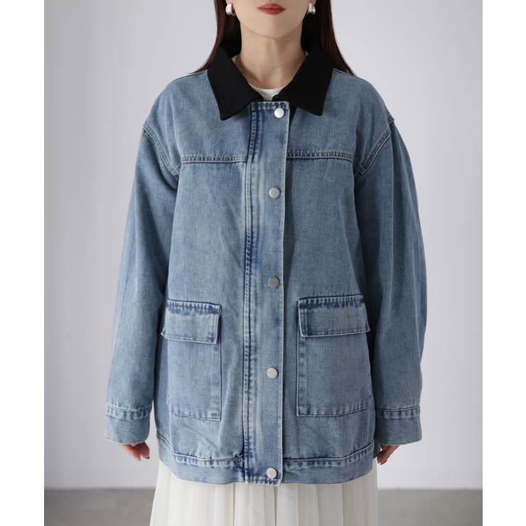 襟配色デニムジャケット | Riberry | 詳細画像19 