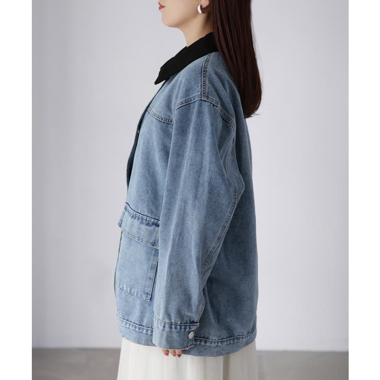 襟配色デニムジャケット | Riberry | 詳細画像20 