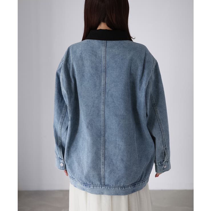 襟配色デニムジャケット | Riberry | 詳細画像21 