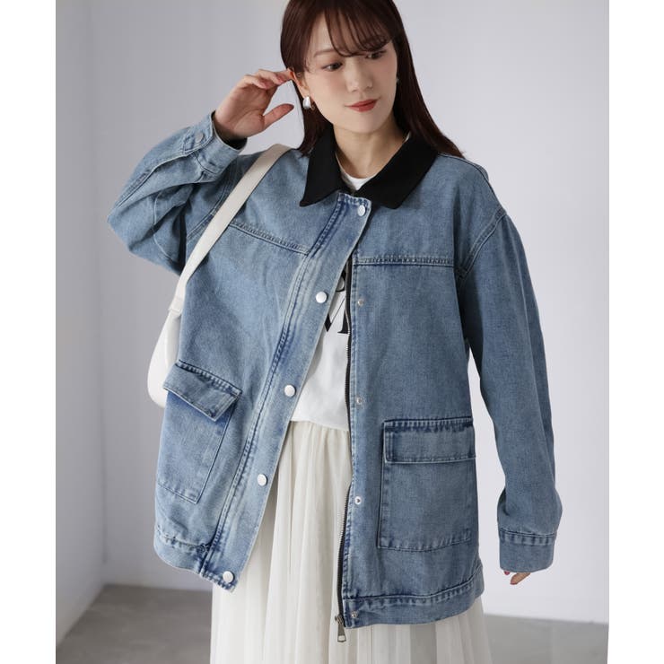 襟配色デニムジャケット | Riberry | 詳細画像7 