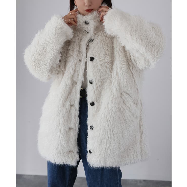 ミドル丈フェイクファーAラインコート | Riberry | 詳細画像1 