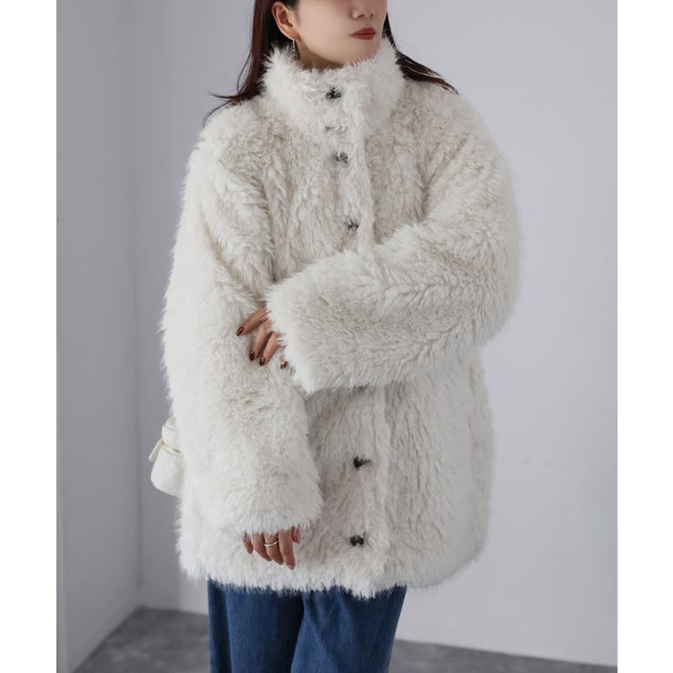 ミドル丈フェイクファーAラインコート | Riberry | 詳細画像4 