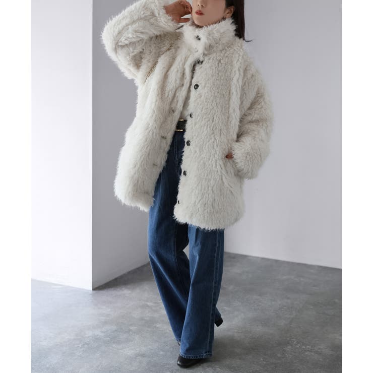 ミドル丈フェイクファーAラインコート | Riberry | 詳細画像8 