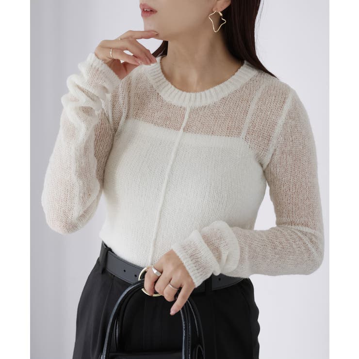 モヘアライク透かし編みニットトップス | Riberry | 詳細画像13 