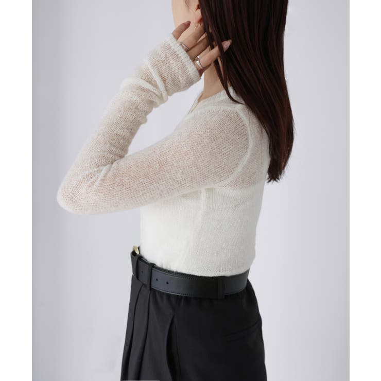 モヘアライク透かし編みニットトップス | Riberry | 詳細画像15 