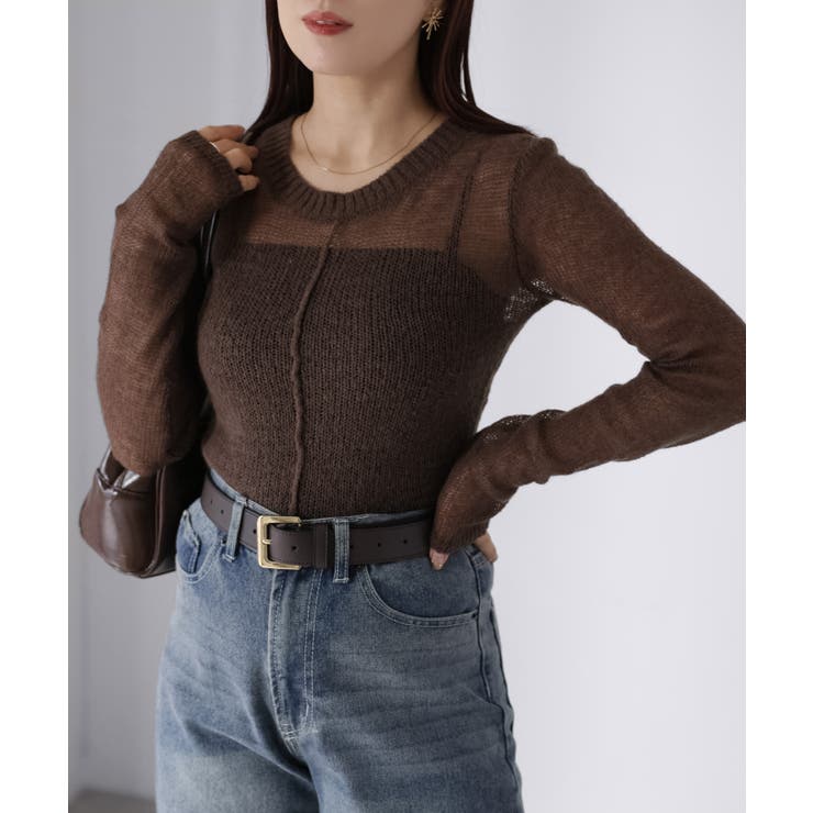 モヘアライク透かし編みニットトップス | Riberry | 詳細画像17 