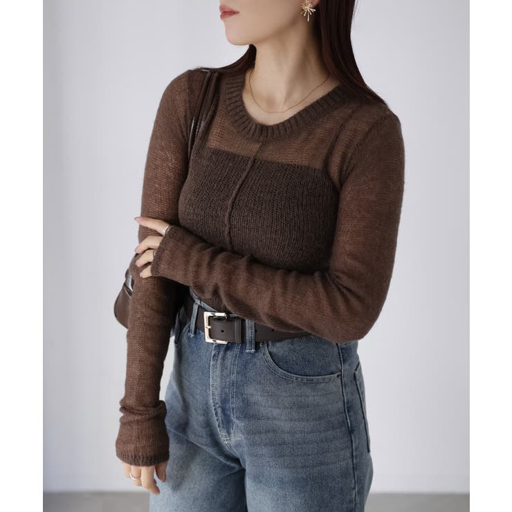 モヘアライク透かし編みニットトップス | Riberry | 詳細画像21 