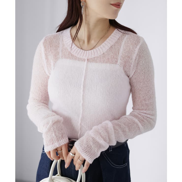 モヘアライク透かし編みニットトップス | Riberry | 詳細画像30 