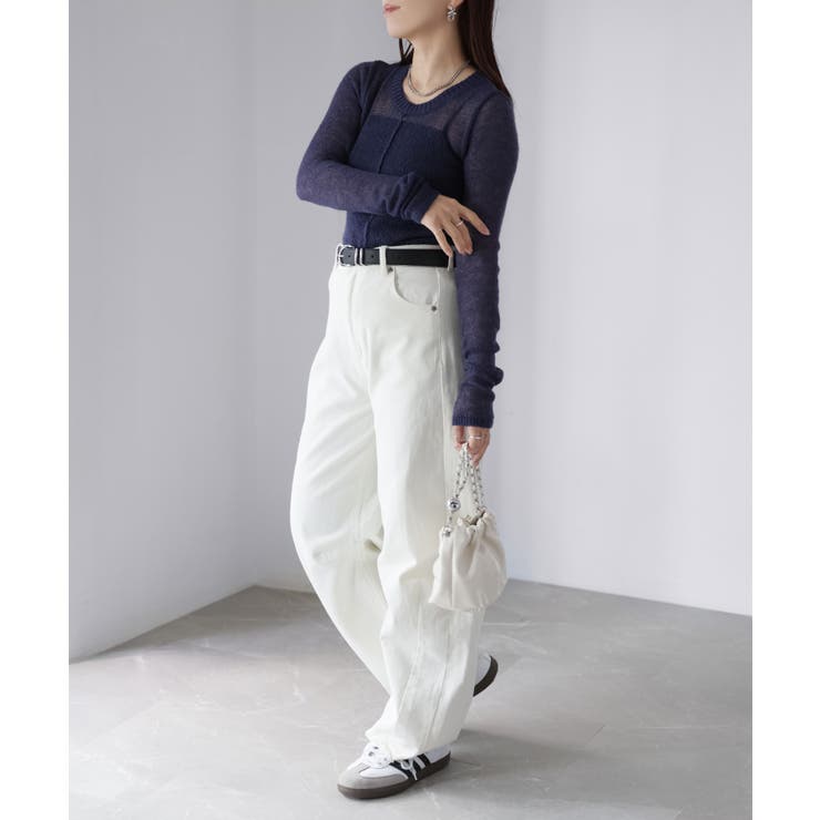 モヘアライク透かし編みニットトップス | Riberry | 詳細画像5 