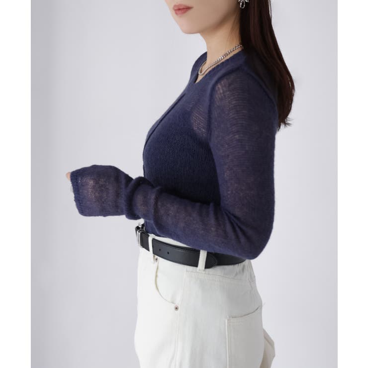 モヘアライク透かし編みニットトップス | Riberry | 詳細画像7 