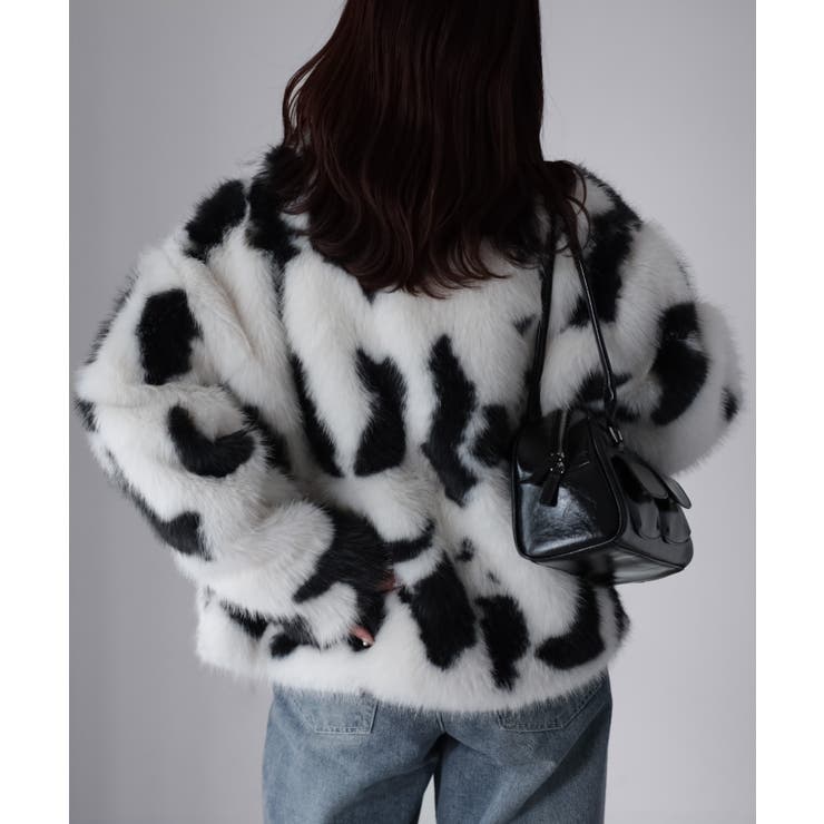 スタンドネックカウ柄ファーブルゾン | Riberry | 詳細画像18 