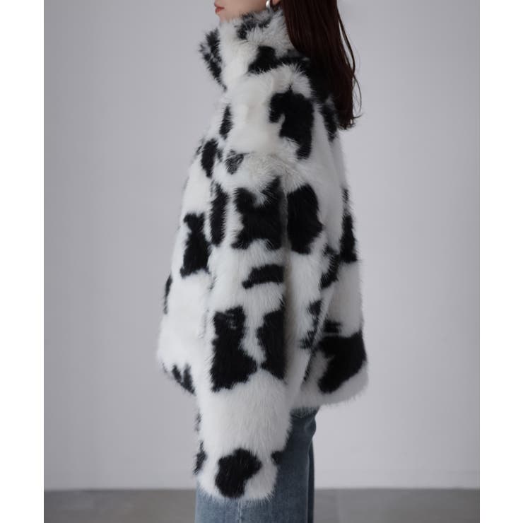 スタンドネックカウ柄ファーブルゾン | Riberry | 詳細画像22 