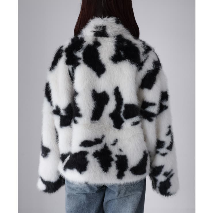 スタンドネックカウ柄ファーブルゾン | Riberry | 詳細画像23 