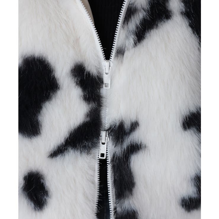 スタンドネックカウ柄ファーブルゾン | Riberry | 詳細画像26 