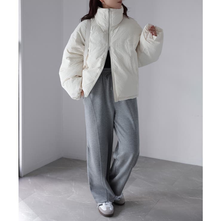 チェックサッカースタンドカラーショートダウン | Riberry | 詳細画像18 