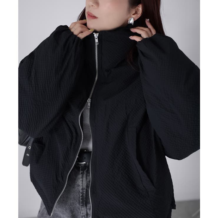 チェックサッカースタンドカラーショートダウン | Riberry | 詳細画像23 