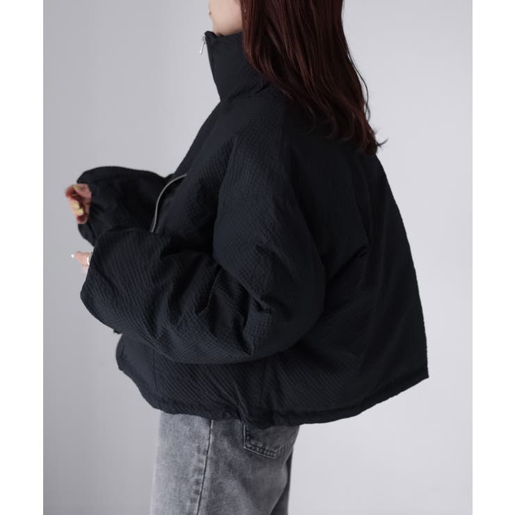 チェックサッカースタンドカラーショートダウン | Riberry | 詳細画像26 