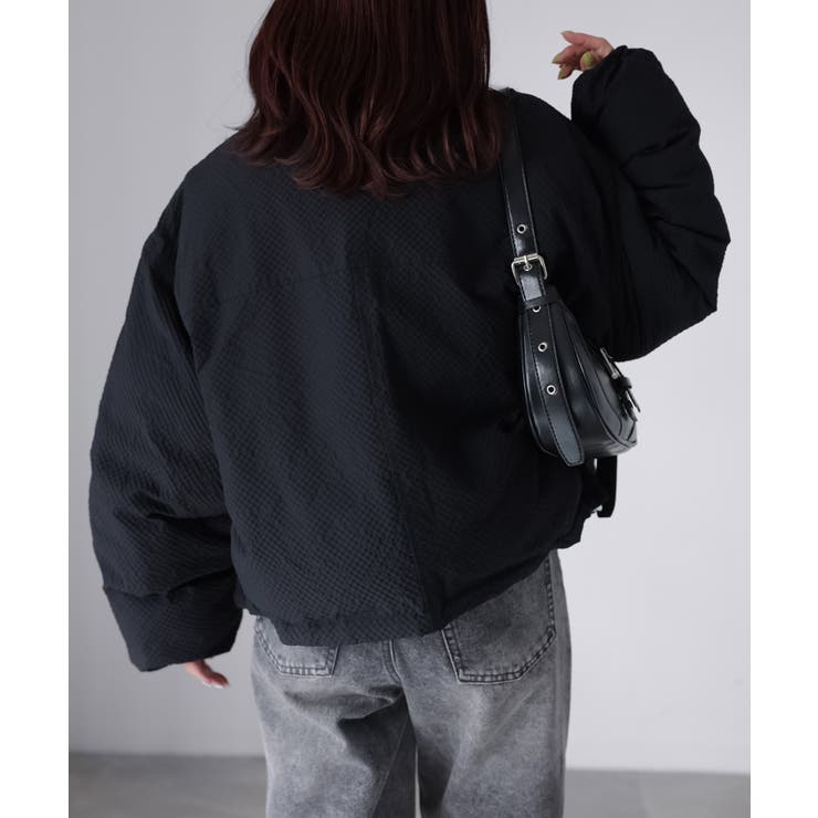 チェックサッカースタンドカラーショートダウン | Riberry | 詳細画像27 