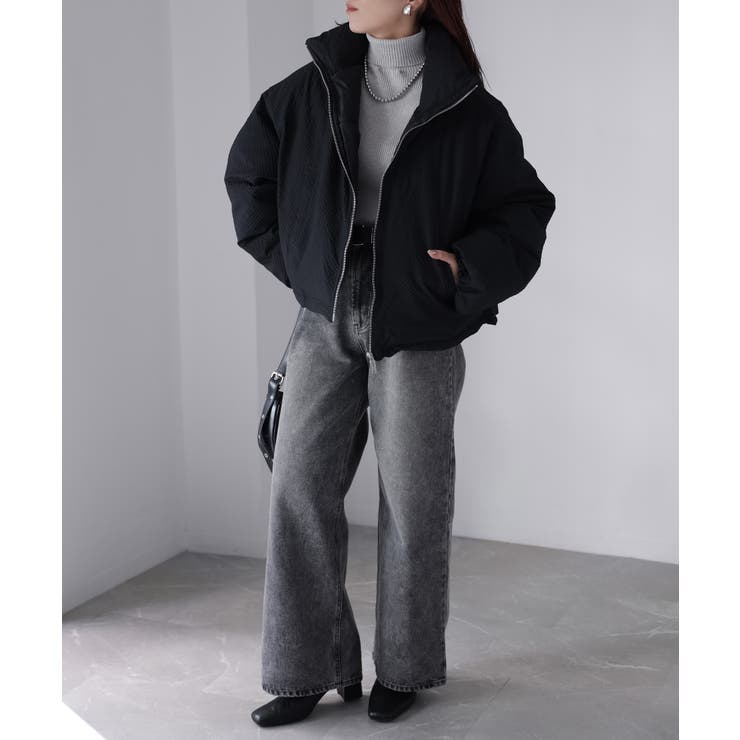 チェックサッカースタンドカラーショートダウン | Riberry | 詳細画像28 