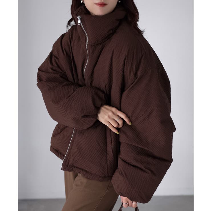 チェックサッカースタンドカラーショートダウン | Riberry | 詳細画像33 