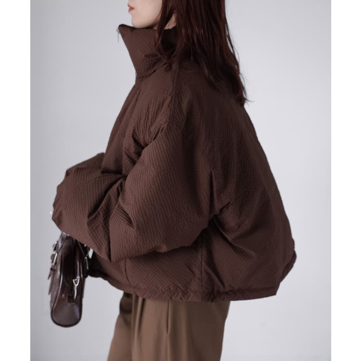 チェックサッカースタンドカラーショートダウン | Riberry | 詳細画像36 