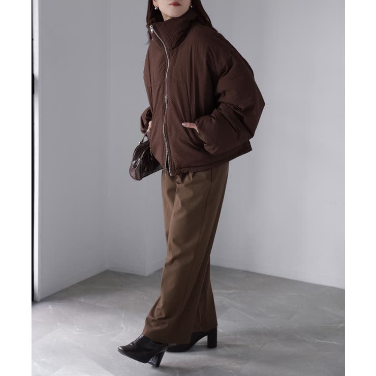 チェックサッカースタンドカラーショートダウン | Riberry | 詳細画像39 