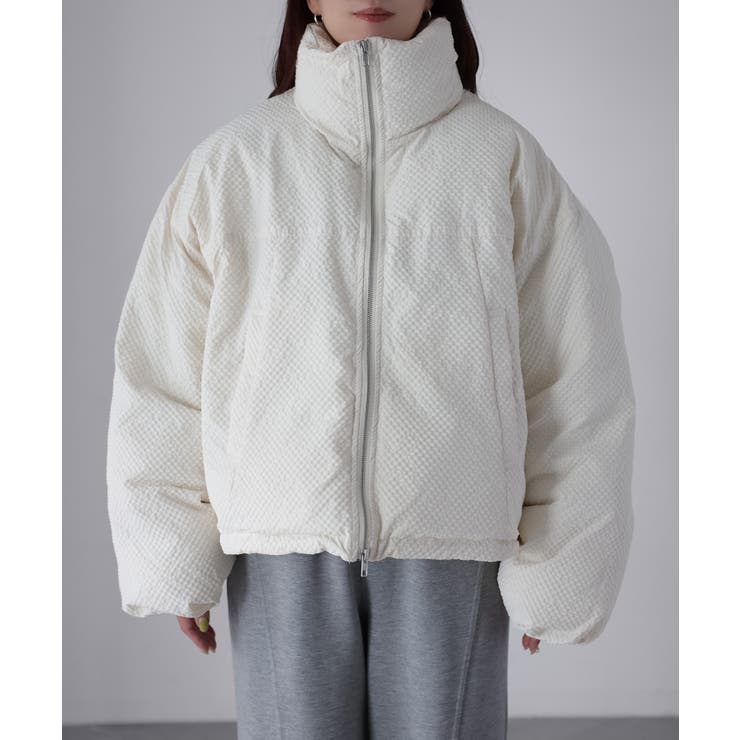 チェックサッカースタンドカラーショートダウン | Riberry | 詳細画像40 